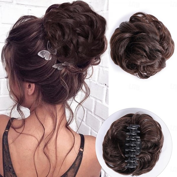 Claw Clip Hair Piece 100% Real Human Hair Buns Wavy Curly Chignon Hair Bun Extensions Tousled Updo Hair Buns Claw Ponytail Hairpieces Hair Scrunchie with Clip for Women Claw Clip Hair Piece 100% Real Human Hair Buns Wavy Curly Chignon Hair Bun Extensions Tousled Updo Hair Buns Claw Ponytail Hairpieces Hair Scrunchie with Clip for Women