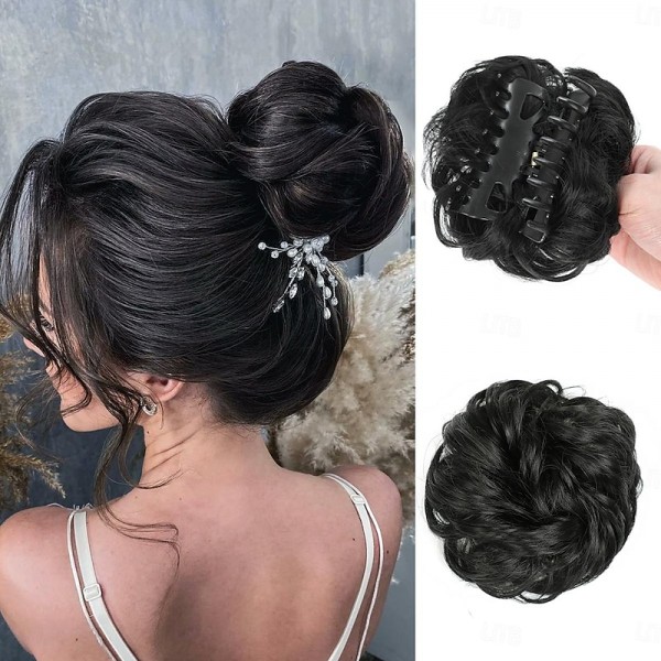 Claw Clip Hair Piece 100% Real Human Hair Buns Wavy Curly Chignon Hair Bun Extensions Tousled Updo Hair Buns Claw Ponytail Hairpieces Hair Scrunchie with Clip for Women Claw Clip Hair Piece 100% Real Human Hair Buns Wavy Curly Chignon Hair Bun Extensions Tousled Updo Hair Buns Claw Ponytail Hairpieces Hair Scrunchie with Clip for Women