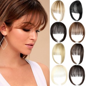 Bangs Hair Clip in Extensions Natural Fringe Bangs Clip-on Front Neat Flat Bang One Piece Long Straight Hairpiece for Women