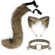 Cat Ears and Wolf Fox Animal Tail Cosplay Costume Faux Fur Hair Clip Headdress Halloween Leather Neck Chocker Set Cat Ears and Wolf Fox Animal Tail Cosplay Costume Faux Fur Hair Clip Headdress Halloween Leather Neck Chocker Set