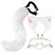 Cat Ears and Wolf Fox Animal Tail Cosplay Costume Faux Fur Hair Clip Headdress Halloween Leather Neck Chocker Set Cat Ears and Wolf Fox Animal Tail Cosplay Costume Faux Fur Hair Clip Headdress Halloween Leather Neck Chocker Set