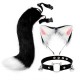 Cat Ears and Wolf Fox Animal Tail Cosplay Costume Faux Fur Hair Clip Headdress Halloween Leather Neck Chocker Set Cat Ears and Wolf Fox Animal Tail Cosplay Costume Faux Fur Hair Clip Headdress Halloween Leather Neck Chocker Set