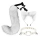 Cat Ears and Wolf Fox Animal Tail Cosplay Costume Faux Fur Hair Clip Headdress Halloween Leather Neck Chocker Set Cat Ears and Wolf Fox Animal Tail Cosplay Costume Faux Fur Hair Clip Headdress Halloween Leather Neck Chocker Set