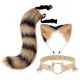 Cat Ears and Wolf Fox Animal Tail Cosplay Costume Faux Fur Hair Clip Headdress Halloween Leather Neck Chocker Set Cat Ears and Wolf Fox Animal Tail Cosplay Costume Faux Fur Hair Clip Headdress Halloween Leather Neck Chocker Set