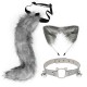 Cat Ears and Wolf Fox Animal Tail Cosplay Costume Faux Fur Hair Clip Headdress Halloween Leather Neck Chocker Set Cat Ears and Wolf Fox Animal Tail Cosplay Costume Faux Fur Hair Clip Headdress Halloween Leather Neck Chocker Set