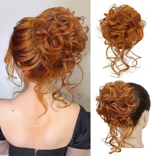 Messy Bun Hair Piece Scrunchie Tousled Updo Hair Extensions Hair Bun Curly Wavy Ponytail Synthetic Chignon for Women Girls Messy Bun Hair Piece Scrunchie Tousled Updo Hair Extensions Hair Bun Curly Wavy Ponytail Synthetic Chignon for Women Girls