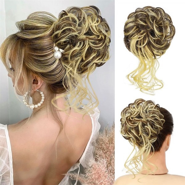Messy Bun Hair Piece Scrunchie Tousled Updo Hair Extensions Hair Bun Curly Wavy Ponytail Synthetic Chignon for Women Girls Messy Bun Hair Piece Scrunchie Tousled Updo Hair Extensions Hair Bun Curly Wavy Ponytail Synthetic Chignon for Women Girls