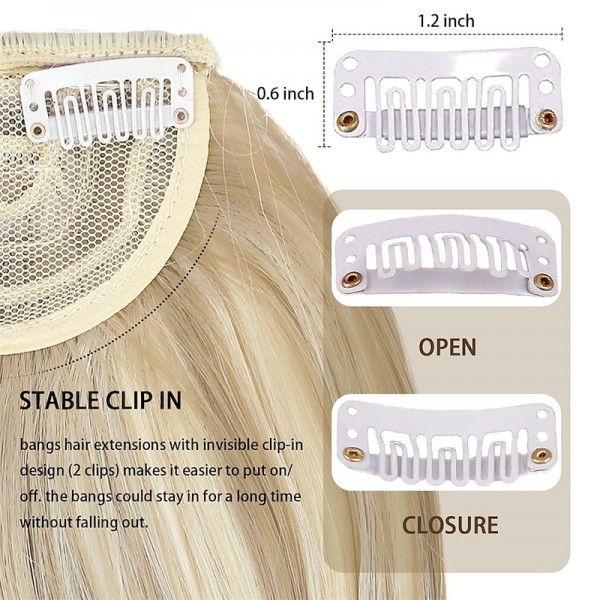 Blonde Bangs Clip in Bangs Blonde Clip in Thick Natural Full Front Neat Bangs Straight Fringe Bang with Temples One Piece Hairpiece Blonde Bangs Clip in Bangs Blonde Clip in Thick Natural Full Front Neat Bangs Straight Fringe Bang with Temples One Piece Hairpiece