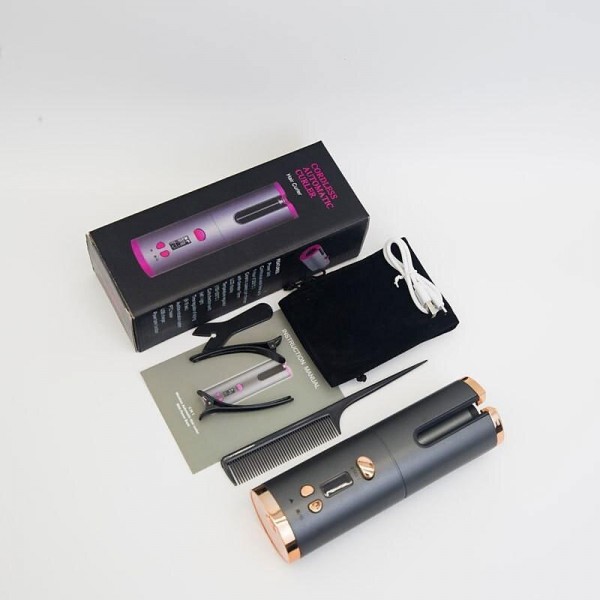 Cordless Auto Hair Curler Automatic Curling Iron with LCD Display Adjustable Temperature & Timer Portable Rechargeable Rotating Ceramic Barrel Curling Wand Fast Heating for Hair Styling Cordless Auto Hair Curler Automatic Curling Iron with LCD Display Adjustable Temperature & Timer Portable Rechargeable Rotating Ceramic Barrel Curling Wand Fast Heating for Hair Styling