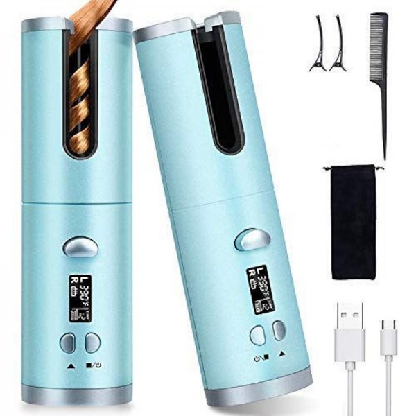 Cordless Auto Hair Curler Automatic Curling Iron with LCD Display Adjustable Temperature & Timer Portable Rechargeable Rotating Ceramic Barrel Curling Wand Fast Heating for Hair Styling Cordless Auto Hair Curler Automatic Curling Iron with LCD Display Adjustable Temperature & Timer Portable Rechargeable Rotating Ceramic Barrel Curling Wand Fast Heating for Hair Styling