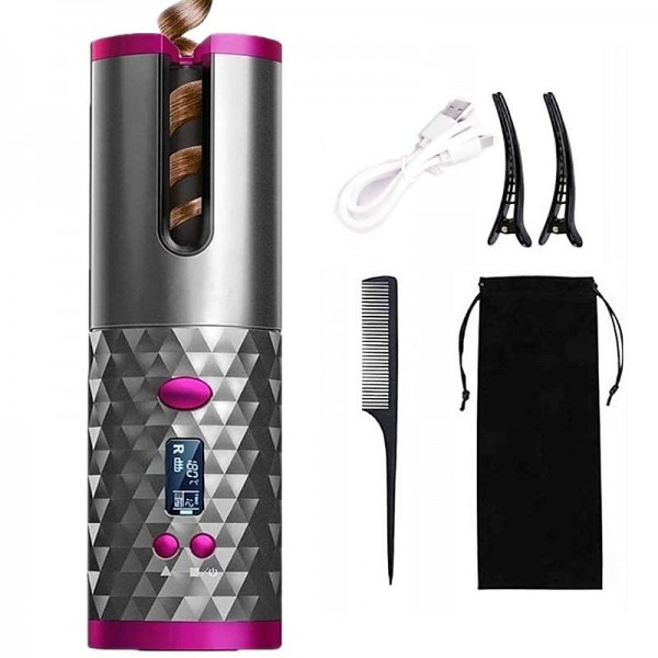 Cordless Auto Hair Curler Automatic Curling Iron with LCD Display Adjustable Temperature & Timer Portable Rechargeable Rotating Ceramic Barrel Curling Wand Fast Heating for Hair Styling Cordless Auto Hair Curler Automatic Curling Iron with LCD Display Adjustable Temperature & Timer Portable Rechargeable Rotating Ceramic Barrel Curling Wand Fast Heating for Hair Styling