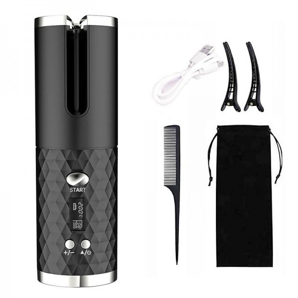 Cordless Auto Hair Curler Automatic Curling Iron with LCD Display Adjustable Temperature & Timer Portable Rechargeable Rotating Ceramic Barrel Curling Wand Fast Heating for Hair Styling Cordless Auto Hair Curler Automatic Curling Iron with LCD Display Adjustable Temperature & Timer Portable Rechargeable Rotating Ceramic Barrel Curling Wand Fast Heating for Hair Styling