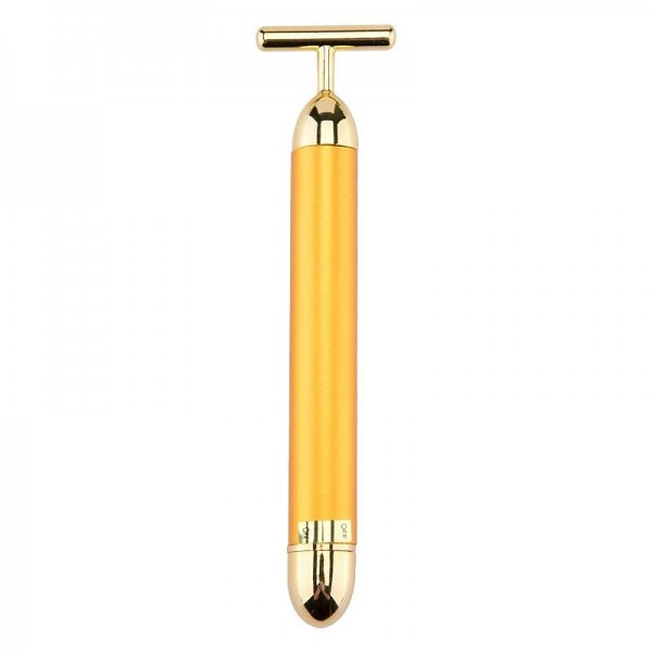 Beauty Bar 24k Golden Pulse Facial Massager T-Shape Electric Sign Face Massage Tools for Sensitive Skin Face Pull Tight Firming Lift