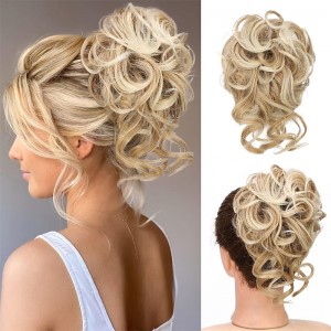Messy Bun Hair Piece Messy Hair Bun Scrunchies for Women Tousled Updo Bun Synthetic Wavy Curly Chignon Ponytail Hairpiece for Daily Wear