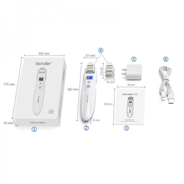 2023 Newest 540pins EMS Derma Roller Micro Current Microneedling Roller with Red Blue Light Therapy and Vibration Bio Roller G5