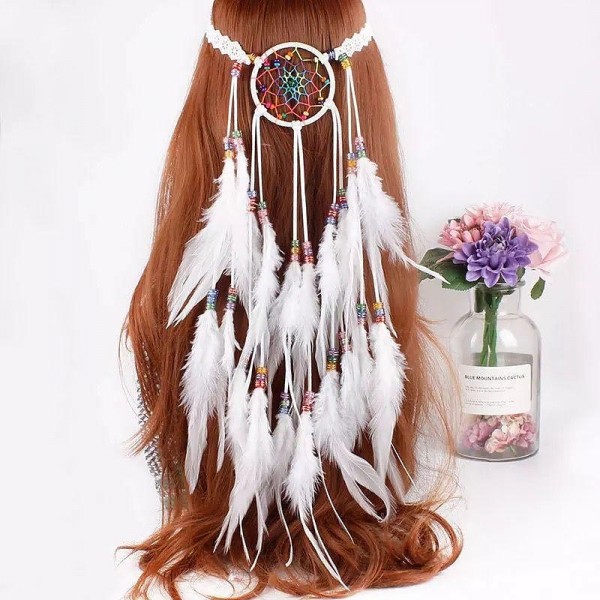 Bohemian Dreamcatcher Feather Headband Gypsy Headpiece Feather Tassel Elastic Band Beaded Hairband Hippie Costume Accessories For Women And Girls Bohemian Dreamcatcher Feather Headband Gypsy Headpiece Feather Tassel Elastic Band Beaded Hairband Hippie Costume Accessories For Women And Girls