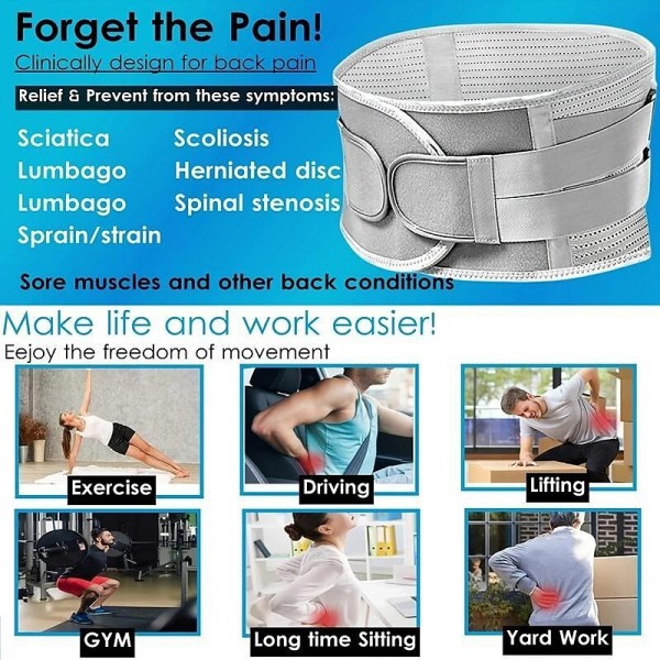 Back Brace For Men &amp; Women Lower Back Pain Relief, Breathable Back Support Belt For Heavy Lifting Work Anti-Skid Lumbar Support Belt For Herniated Disc, Sciatica, Scoliosis