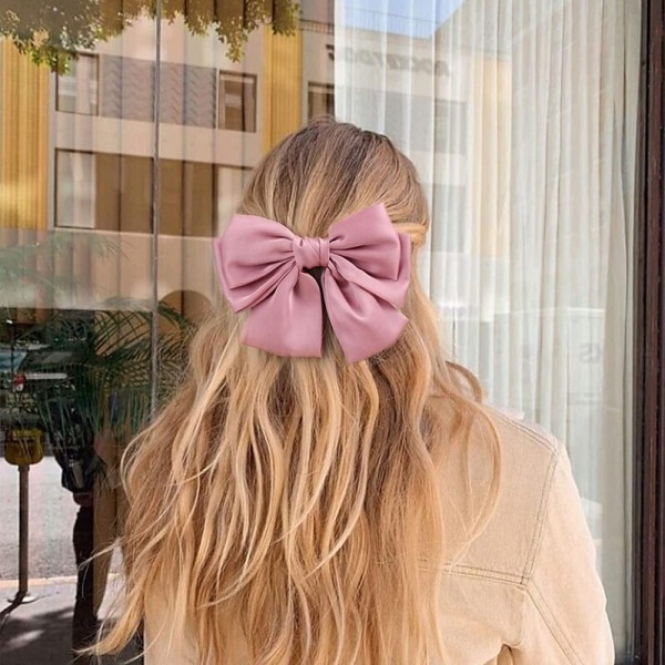 Big Satin Layered Hair Bows for Women Girls 7 Inch Pink Blue Barrette Hair Clip Large Ribbon Bows Style Hair Accessories Big Satin Layered Hair Bows for Women Girls 7 Inch Pink Blue Barrette Hair Clip Large Ribbon Bows Style Hair Accessories
