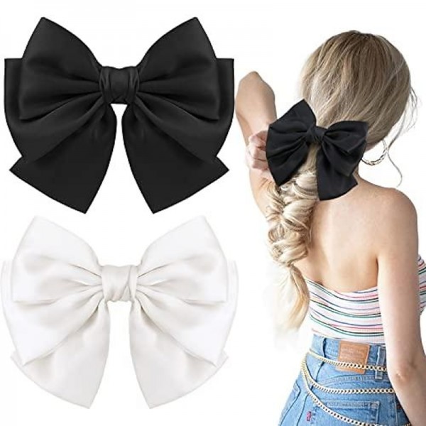 Big Satin Layered Hair Bows for Women Girls 7 Inch Pink Blue Barrette Hair Clip Large Ribbon Bows Style Hair Accessories Big Satin Layered Hair Bows for Women Girls 7 Inch Pink Blue Barrette Hair Clip Large Ribbon Bows Style Hair Accessories