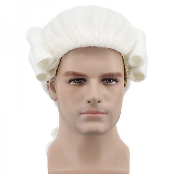 Long Mens George Washington Cosplay Curly Gentleman Lawyer Wig Halloween Hair Long Mens George Washington Cosplay Curly Gentleman Lawyer Wig Halloween Hair