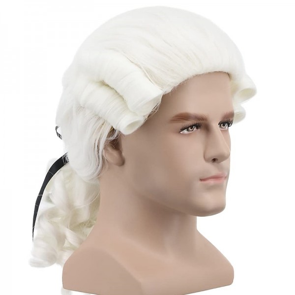 Long Mens George Washington Cosplay Curly Gentleman Lawyer Wig Halloween Hair Long Mens George Washington Cosplay Curly Gentleman Lawyer Wig Halloween Hair