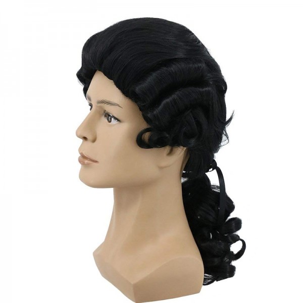 Long Mens George Washington Cosplay Curly Gentleman Lawyer Wig Halloween Hair Long Mens George Washington Cosplay Curly Gentleman Lawyer Wig Halloween Hair