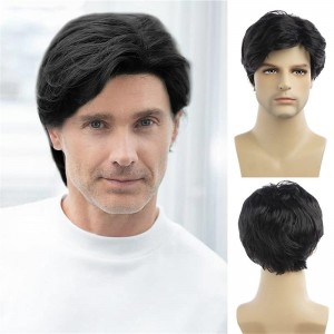 Mens Wigs Short Light Brown Wig Synthetic Heat Resistant Natural Halloween Cosplay Hair Wig for Male