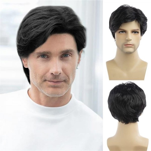 Mens Wigs Short Light Brown Wig Synthetic Heat Resistant Natural Halloween Cosplay Hair Wig for Male Mens Wigs Short Light Brown Wig Synthetic Heat Resistant Natural Halloween Cosplay Hair Wig for Male