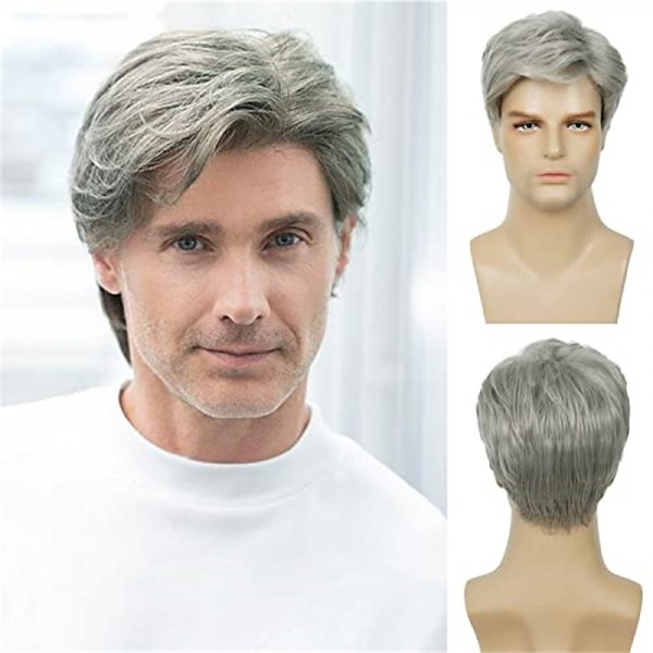 Mens Wigs Short Light Brown Wig Synthetic Heat Resistant Natural Halloween Cosplay Hair Wig for Male Mens Wigs Short Light Brown Wig Synthetic Heat Resistant Natural Halloween Cosplay Hair Wig for Male