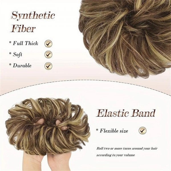 Messy Bun Scrunchies For Women Girls Curly Wavy Hair Extensions Synthetic Fiber Tousled Updo Hair Pieces For Daily Use Messy Bun Scrunchies For Women Girls Curly Wavy Hair Extensions Synthetic Fiber Tousled Updo Hair Pieces For Daily Use