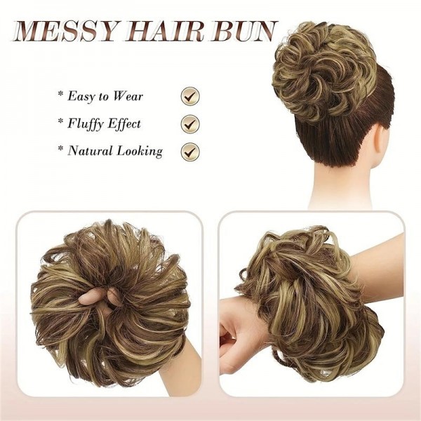 Messy Bun Scrunchies For Women Girls Curly Wavy Hair Extensions Synthetic Fiber Tousled Updo Hair Pieces For Daily Use Messy Bun Scrunchies For Women Girls Curly Wavy Hair Extensions Synthetic Fiber Tousled Updo Hair Pieces For Daily Use