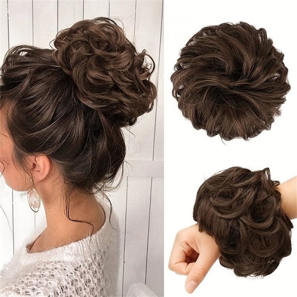 Messy Bun Scrunchies For Women Girls Curly Wavy Hair Extensions Synthetic Fiber Tousled Updo Hair Pieces For Daily Use Messy Bun Scrunchies For Women Girls Curly Wavy Hair Extensions Synthetic Fiber Tousled Updo Hair Pieces For Daily Use