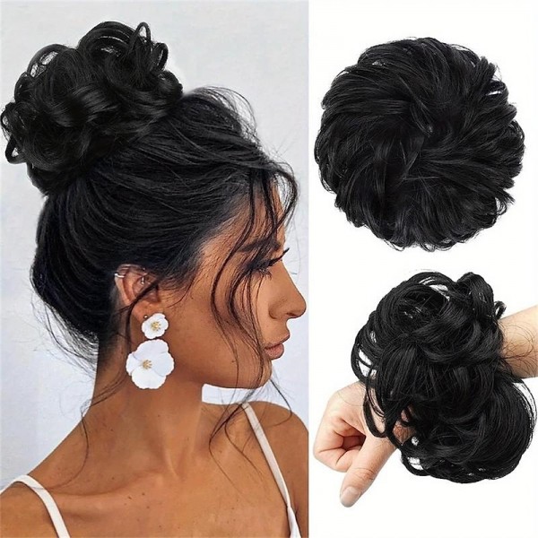 Messy Bun Scrunchies For Women Girls Curly Wavy Hair Extensions Synthetic Fiber Tousled Updo Hair Pieces For Daily Use Messy Bun Scrunchies For Women Girls Curly Wavy Hair Extensions Synthetic Fiber Tousled Updo Hair Pieces For Daily Use