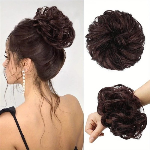 Messy Bun Scrunchies For Women Girls Curly Wavy Hair Extensions Synthetic Fiber Tousled Updo Hair Pieces For Daily Use Messy Bun Scrunchies For Women Girls Curly Wavy Hair Extensions Synthetic Fiber Tousled Updo Hair Pieces For Daily Use