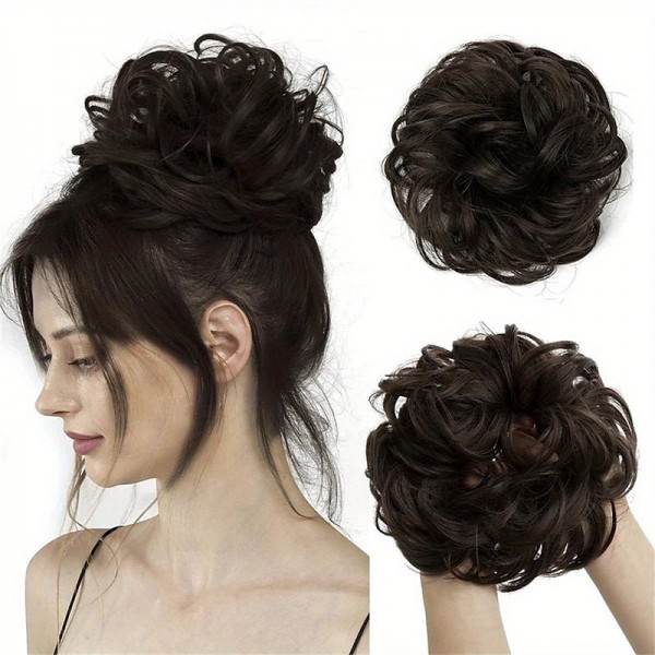 Messy Bun Scrunchies For Women Girls Curly Wavy Hair Extensions Synthetic Fiber Tousled Updo Hair Pieces For Daily Use Messy Bun Scrunchies For Women Girls Curly Wavy Hair Extensions Synthetic Fiber Tousled Updo Hair Pieces For Daily Use