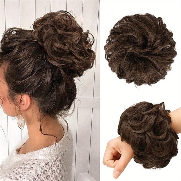 Messy Bun Scrunchies For Women Girls Curly Wavy Hair Extensions Synthetic Fiber Tousled Updo Hair Pieces For Daily Use Messy Bun Scrunchies For Women Girls Curly Wavy Hair Extensions Synthetic Fiber Tousled Updo Hair Pieces For Daily Use