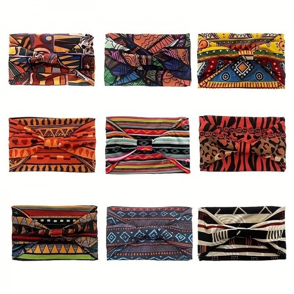 Bohemian Printed Headband Elastic Sweat-absorbent Headband Non Slip Wide Knotted Headband Turban Head Scarfs Bohemian Hair Accessories Bohemian Printed Headband Elastic Sweat-absorbent Headband Non Slip Wide Knotted Headband Turban Head Scarfs Bohemian Hair Accessories