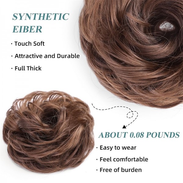 Messy Hair Bun Hair Wavy Curly Scrunchies Ponytail Extension Synthetic Extension Chignon for Women Updo Daily 1PCS Messy Hair Bun Hair Wavy Curly Scrunchies Ponytail Extension Synthetic Extension Chignon for Women Updo Daily 1PCS