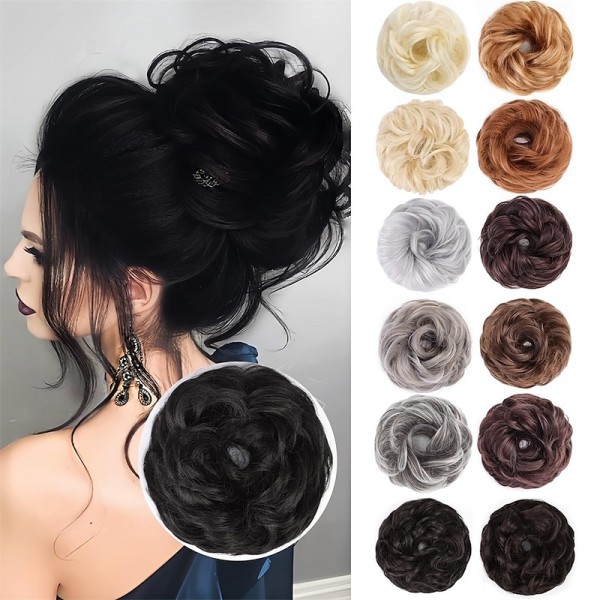 Messy Hair Bun Hair Wavy Curly Scrunchies Ponytail Extension Synthetic Extension Chignon for Women Updo Daily 1PCS Messy Hair Bun Hair Wavy Curly Scrunchies Ponytail Extension Synthetic Extension Chignon for Women Updo Daily 1PCS