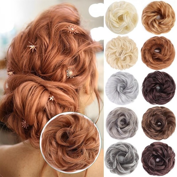 Messy Hair Bun Hair Wavy Curly Scrunchies Ponytail Extension Synthetic Extension Chignon for Women Updo Daily 1PCS Messy Hair Bun Hair Wavy Curly Scrunchies Ponytail Extension Synthetic Extension Chignon for Women Updo Daily 1PCS