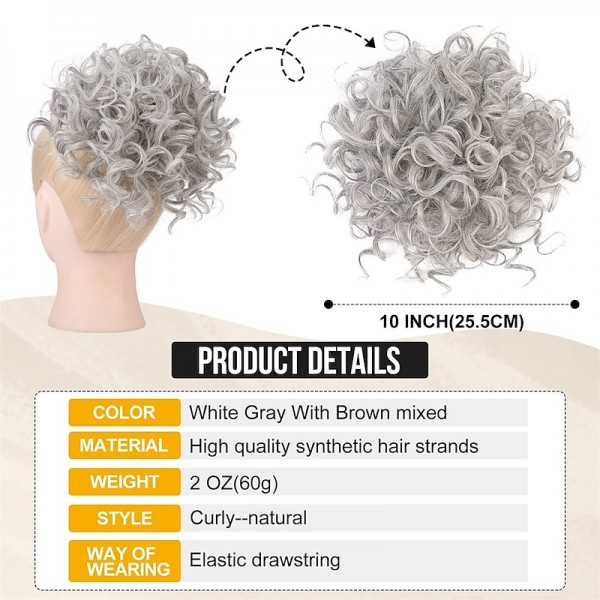 Gray Messy Bun Hair piece for Women Elastic Drawstring Loose Wave Large Curly Bun Messy Bun Scrunchie Synthetic Hair Bun Hair Extensions curly Hair Pieces for Women Daily Use Gray Messy Bun Hair piece for Women Elastic Drawstring Loose Wave Large Curly Bun Messy Bun Scrunchie Synthetic Hair Bun Hair Extensions curly Hair Pieces for Women Daily Use