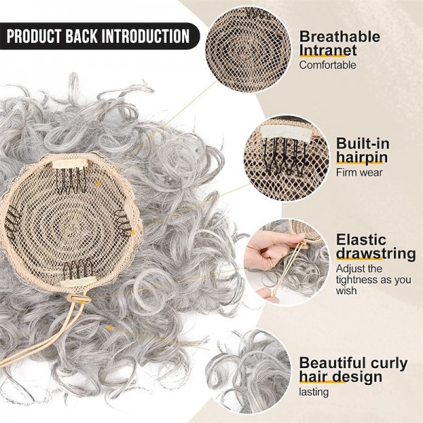 Gray Messy Bun Hair piece for Women Elastic Drawstring Loose Wave Large Curly Bun Messy Bun Scrunchie Synthetic Hair Bun Hair Extensions curly Hair Pieces for Women Daily Use Gray Messy Bun Hair piece for Women Elastic Drawstring Loose Wave Large Curly Bun Messy Bun Scrunchie Synthetic Hair Bun Hair Extensions curly Hair Pieces for Women Daily Use