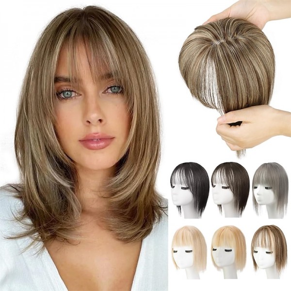Hair Toppers for Women Adding Hair Volume Topper with Bangs 12 Inch Synthetic Invisible Clips in Hair Pieces with Thinning Hair Natural Looking Topper Hair Extension for Daily Use Hair Toppers for Women Adding Hair Volume Topper with Bangs 12 Inch Synthetic Invisible Clips in Hair Pieces with Thinning Hair Natural Looking Topper Hair Extension for Daily Use