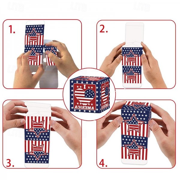 Independence Day Themed Three-Dimensional Buckle Paper Candy Snack Packaging Box Party Decoration Paper Box Independence Day Themed Three-Dimensional Buckle Paper Candy Snack Packaging Box Party Decoration Paper Box