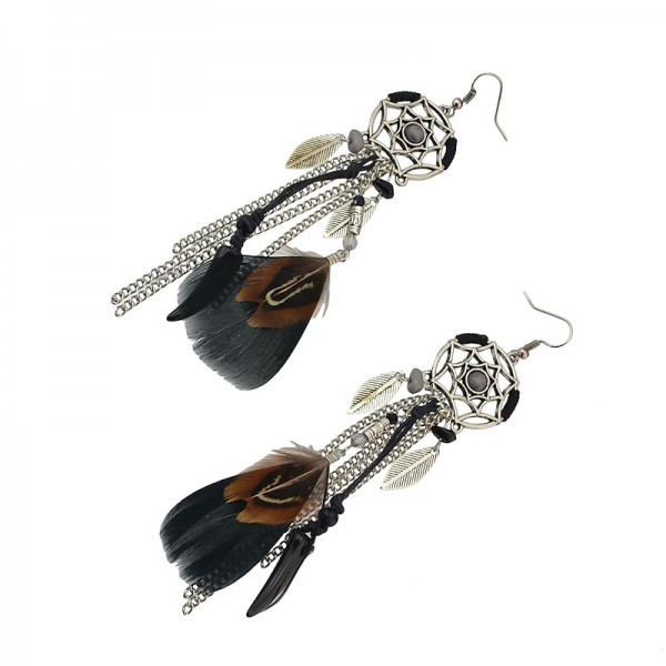 CARNIVAL Dream Catcher Tassel Earrings Bohemian Feather Leaves Retro Earrings CARNIVAL Dream Catcher Tassel Earrings Bohemian Feather Leaves Retro Earrings