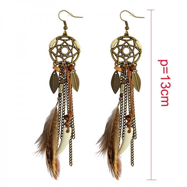 CARNIVAL Dream Catcher Tassel Earrings Bohemian Feather Leaves Retro Earrings CARNIVAL Dream Catcher Tassel Earrings Bohemian Feather Leaves Retro Earrings