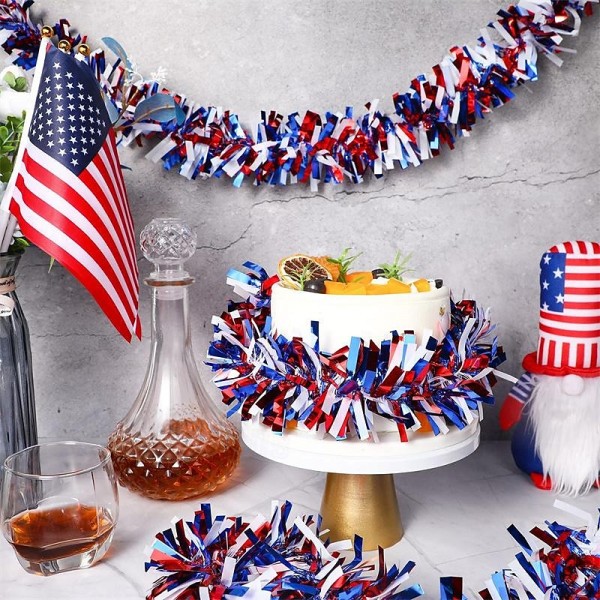 6PCS 6.5ft Red White Blue Tinsel 4th of July Tinsel Garland Patriotic Garland Glitter Independence Day Metallic Garland for Labor Day Decorations (Bright Style) 6PCS 6.5ft Red White Blue Tinsel 4th of July Tinsel Garland Patriotic Garland Glitter Independence Day Metallic Garland for Labor Day Decorations (Bright Style)