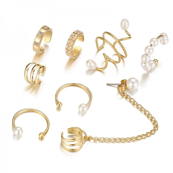 Europe and the United States cross-border new pearl ear clip men&#039;s and women&#039;s earrings non-piercing false cartilage earrings earrings jewelry