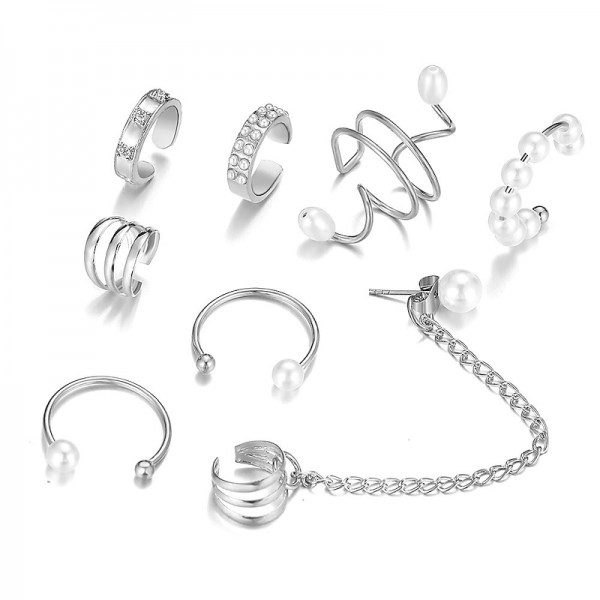 Europe and the United States cross-border new pearl ear clip men&#039;s and women&#039;s earrings non-piercing false cartilage earrings earrings jewelry