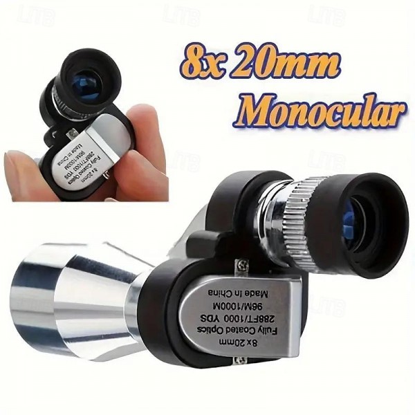 8x20 HD Night Vision Mini Pocket Zoom Monocular Outdoor Portable Mini Telescope For Hunting Camping Mountain Climbing Hiking Bird Watching